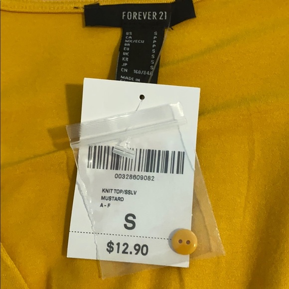 cinched waist mustard yellow blouse - Picture 3 of 6